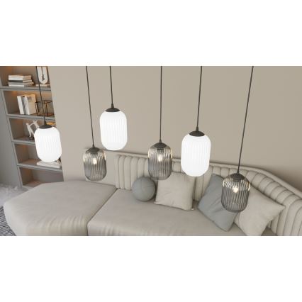 Luster na sajli VERDI 3xE27/15W/230V pr. 30 cm crno/sivo/bela