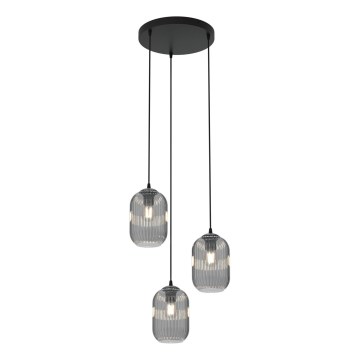 Luster na sajli VERDI 3xE27/15W/230V pr. 30 cm crno/sivo