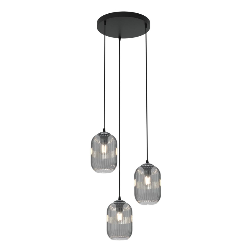 Luster na sajli VERDI 3xE27/15W/230V pr. 30 cm crno/sivo