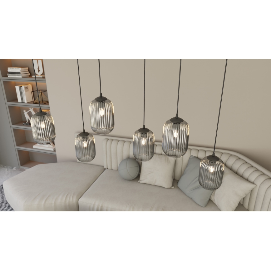 Luster na sajli VERDI 3xE27/15W/230V pr. 30 cm crno/sivo