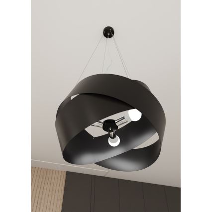 Luster na sajli VIENO 3xE27/15W/230V crno