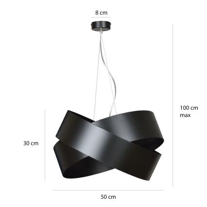 Luster na sajli VIENO 3xE27/15W/230V crno
