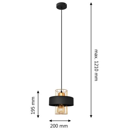Luster na sajli VOLTA 1xE27/15W/230V crno/zlatna