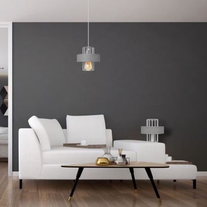 Luster na sajli VOLTA 1xE27/15W/230V siva