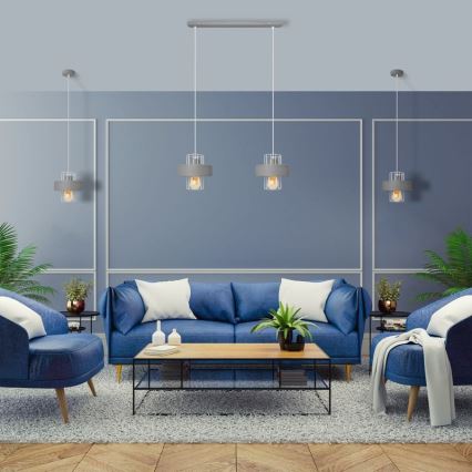 Luster na sajli VOLTA 1xE27/15W/230V sivo