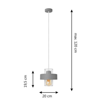 Luster na sajli VOLTA 1xE27/15W/230V sivo