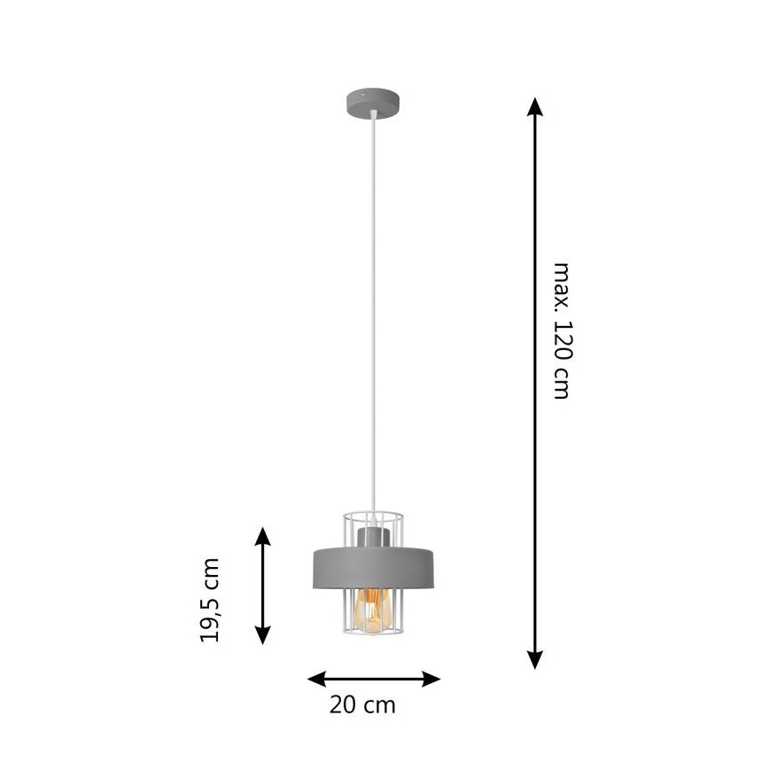 Luster na sajli VOLTA 1xE27/15W/230V sivo
