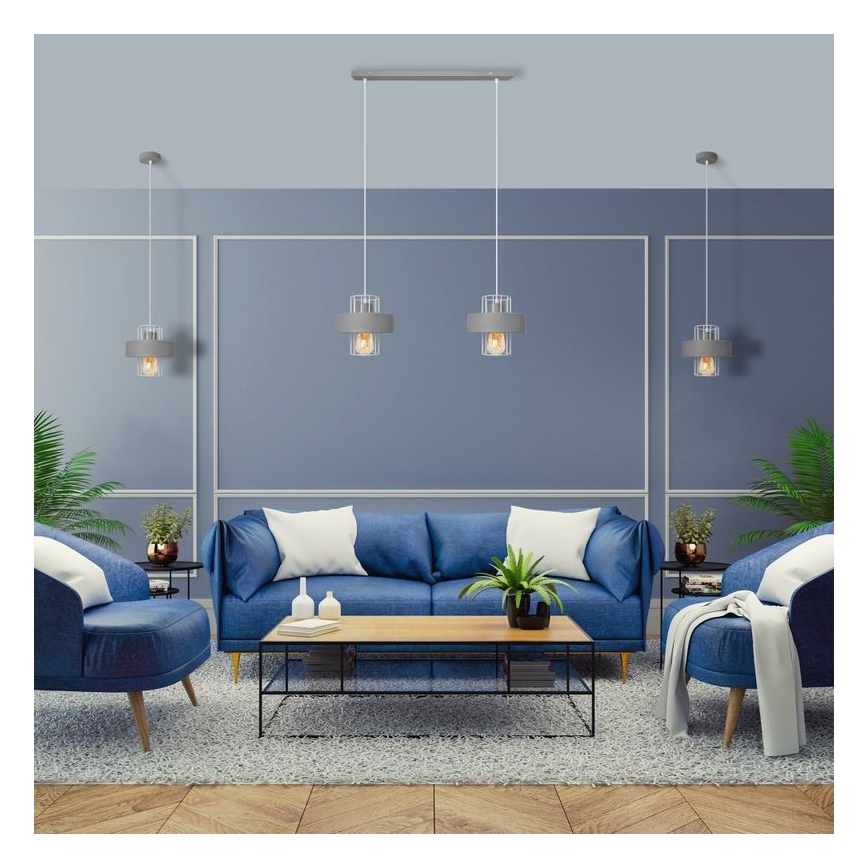 Luster na sajli VOLTA 2xE27/15W/230V sivo