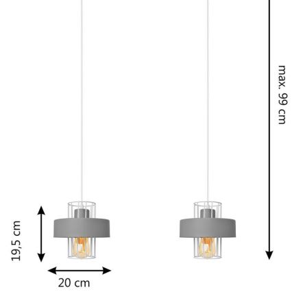 Luster na sajli VOLTA 2xE27/15W/230V sivo
