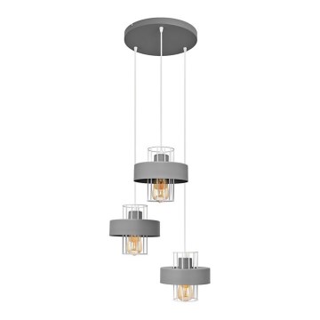 Luster na sajli VOLTA 3xE27/15W/230V pr. 42 cm sivo