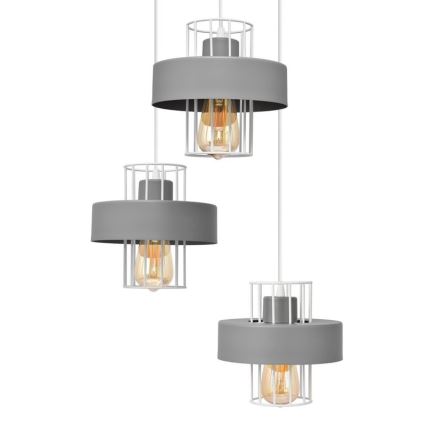 Luster na sajli VOLTA 3xE27/15W/230V pr. 42 cm sivo