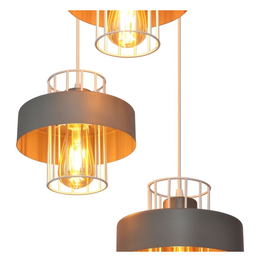 Luster na sajli VOLTA 3xE27/15W/230V pr. 42 cm sivo