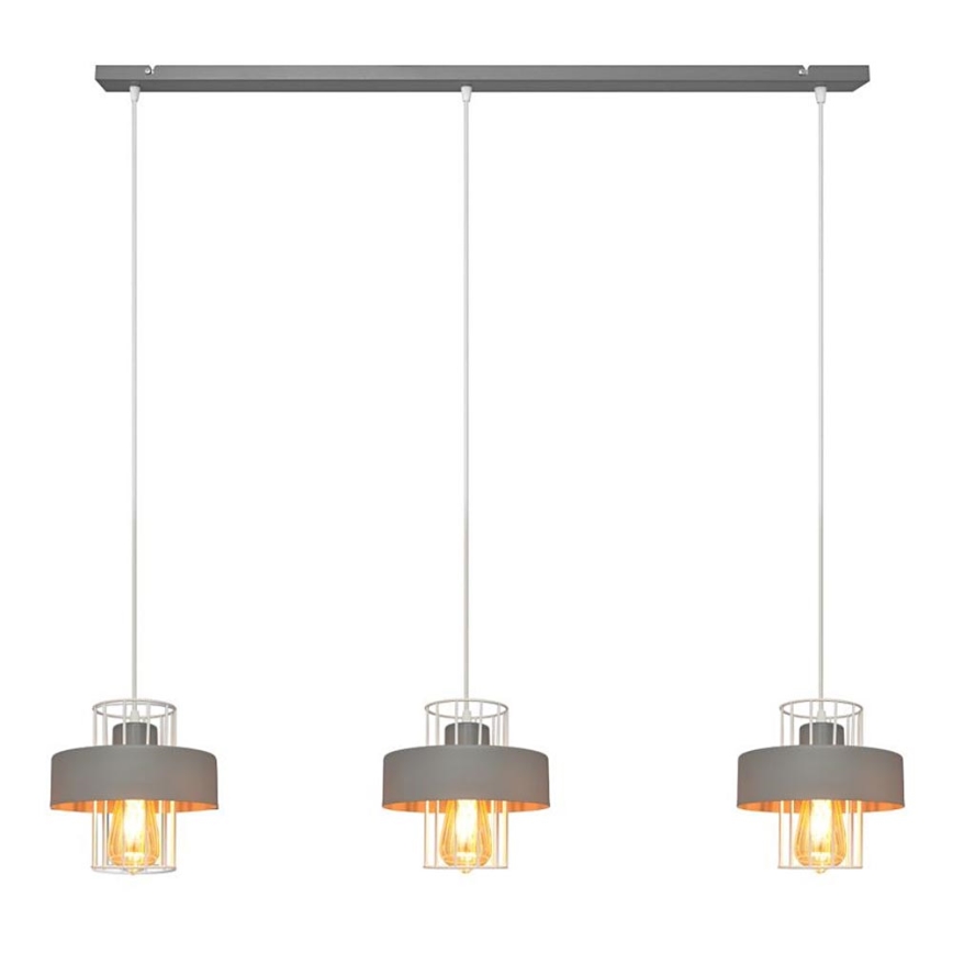 Luster na sajli VOLTA 3xE27/15W/230V sivo