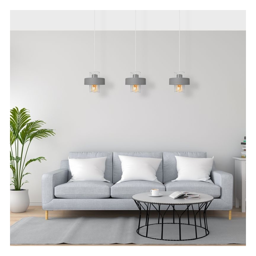 Luster na sajli VOLTA 3xE27/15W/230V sivo
