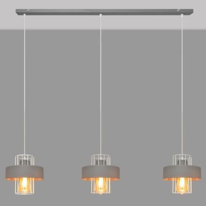 Luster na sajli VOLTA 3xE27/15W/230V sivo