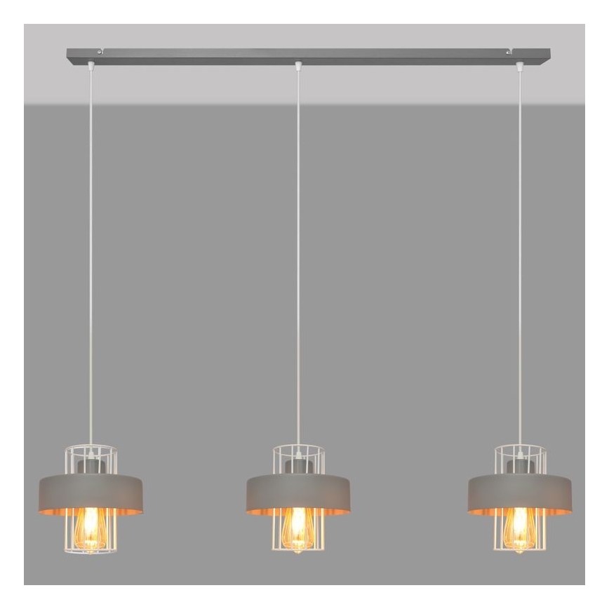 Luster na sajli VOLTA 3xE27/15W/230V sivo