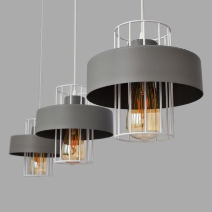 Luster na sajli VOLTA 3xE27/15W/230V sivo