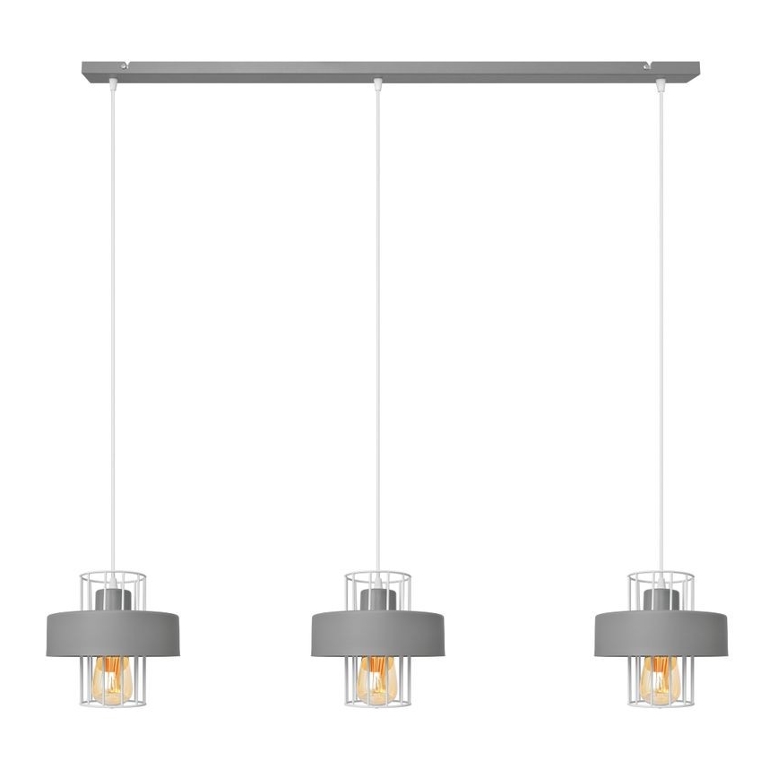 Luster na sajli VOLTA 3xE27/15W/230V sivo