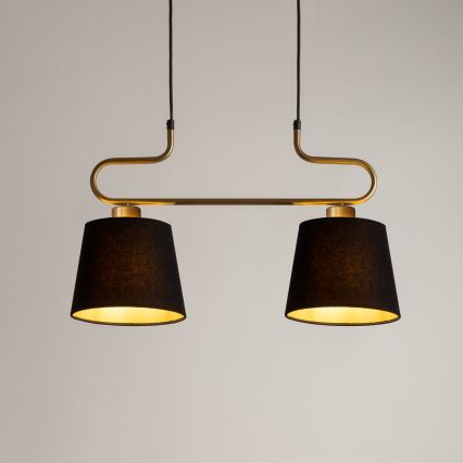 Luster na sajli VOLUTTO 2xE27/60W/230V crno/bakrena