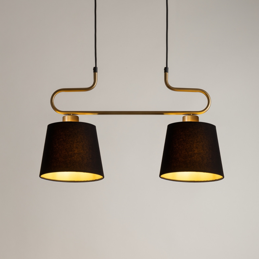Luster na sajli VOLUTTO 2xE27/60W/230V crno/bakrena