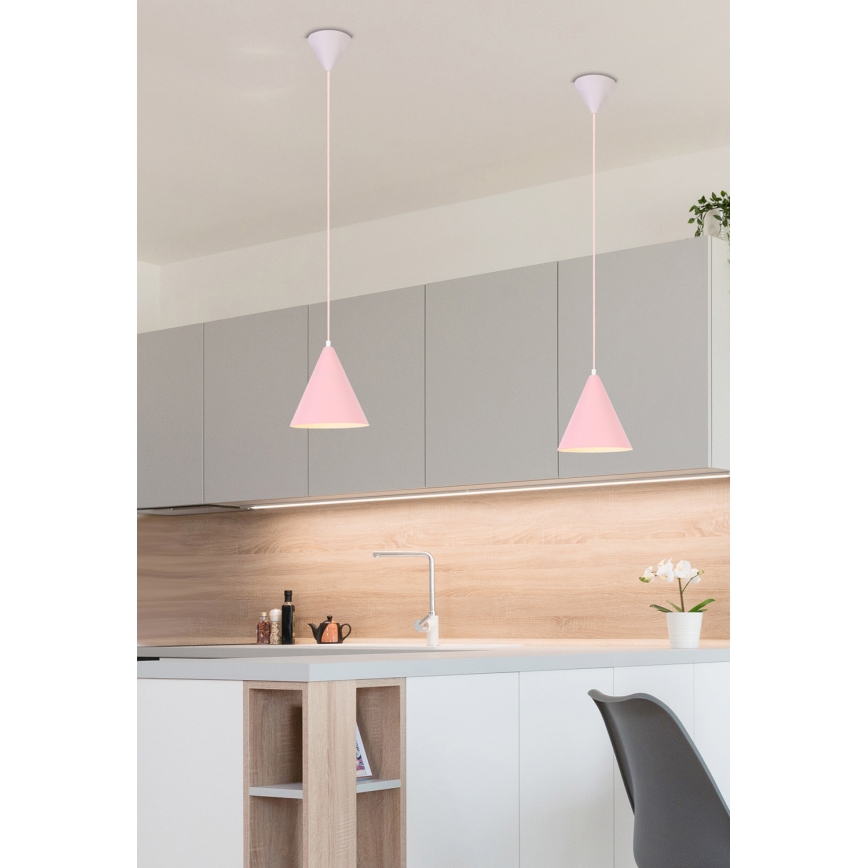 Luster na sajli VOSS 1xE27/40W/230V roze/bela