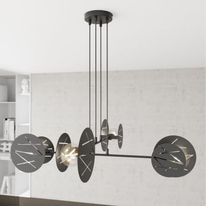 Luster na sajli XOTIC 4xE27/15W/230V crno