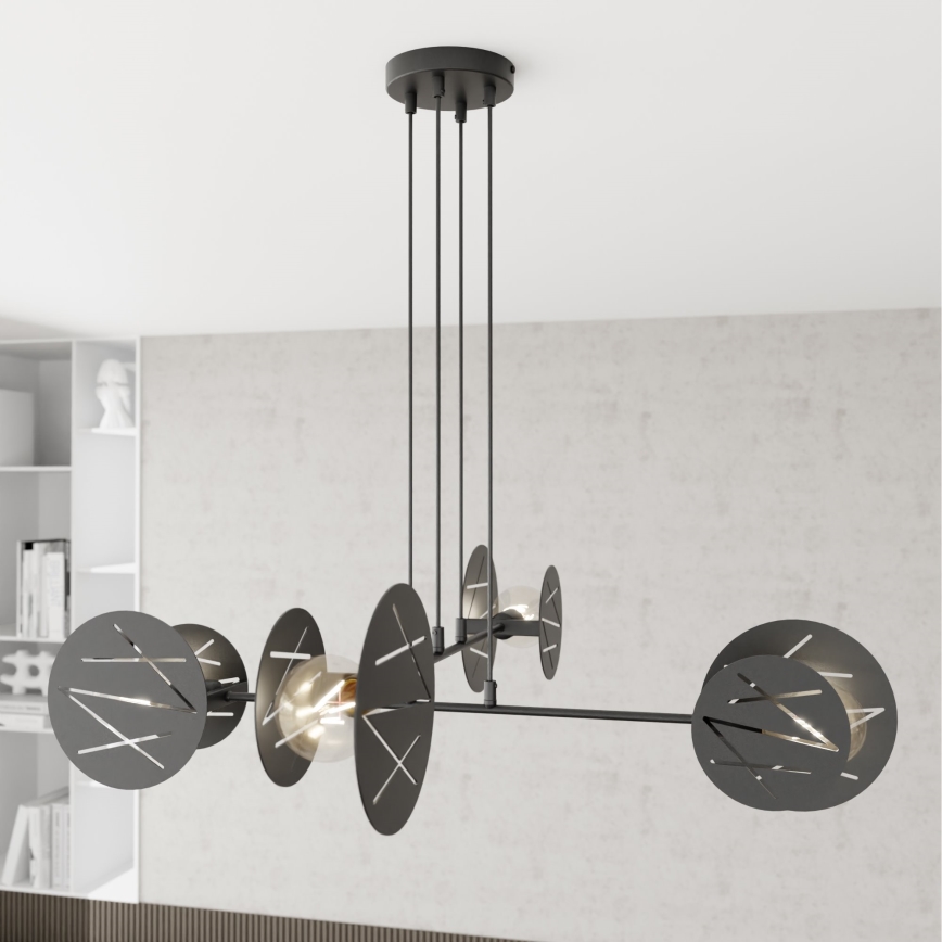 Luster na sajli XOTIC 4xE27/15W/230V crno