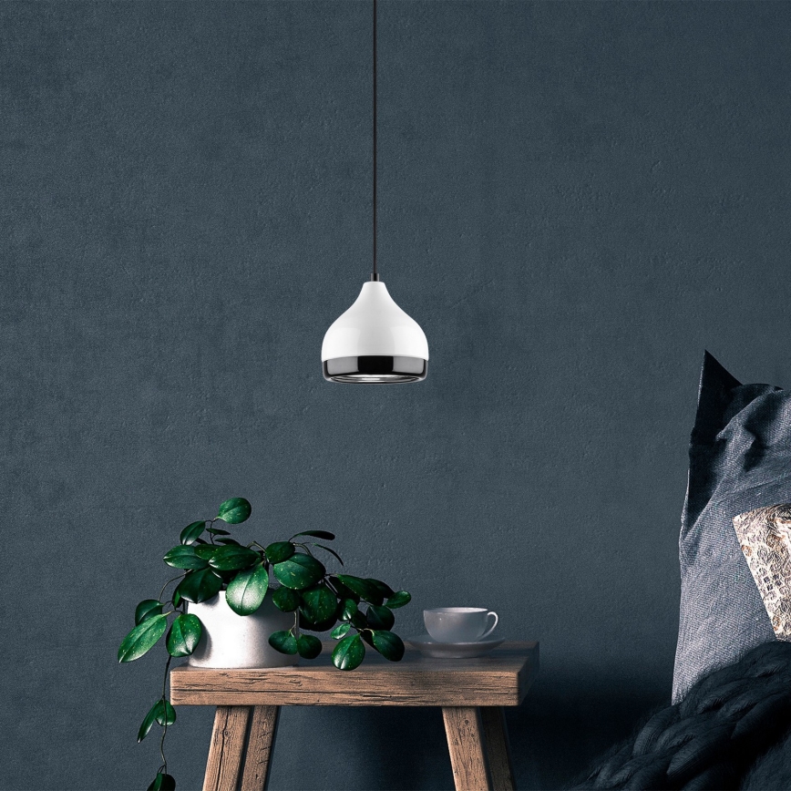 Luster na sajli YILDO 1xE27/40W/230V bela/crna