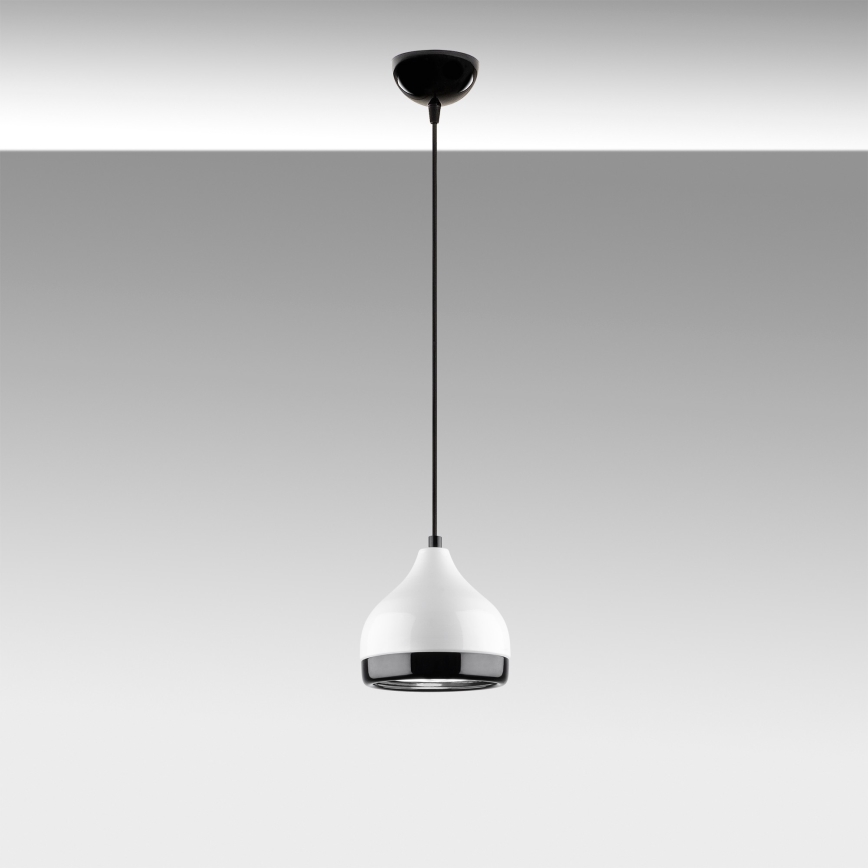 Luster na sajli YILDO 1xE27/40W/230V bela/crna