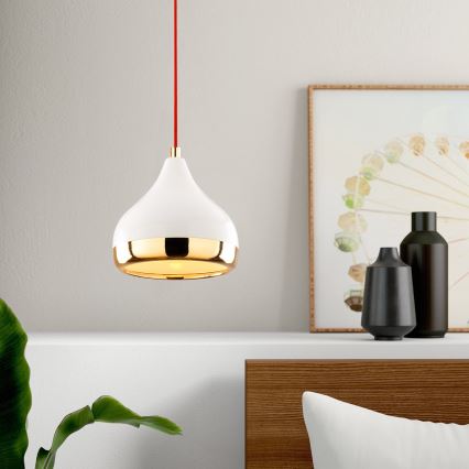 Luster na sajli YILDO 1xE27/40W/230V bela/zlatna/crvena