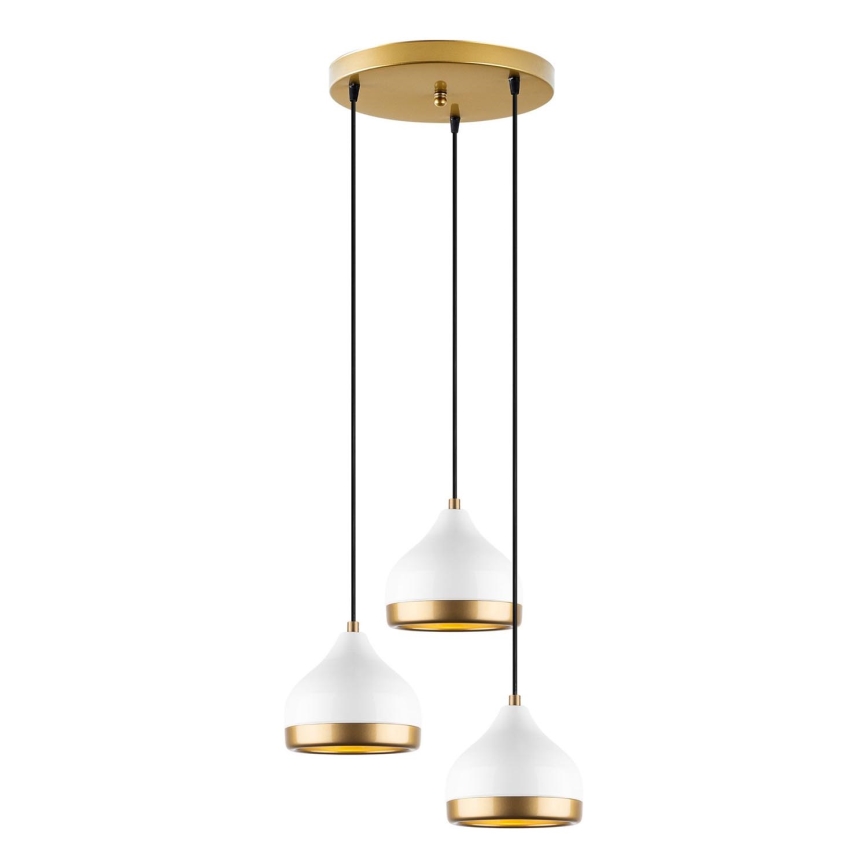 Luster na sajli YILDO 3xE27/40W/230V bela/zlatna