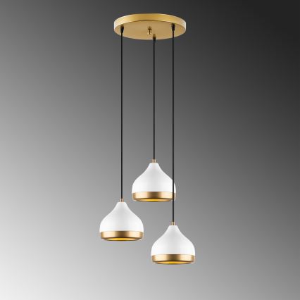 Luster na sajli YILDO 3xE27/40W/230V bela/zlatna