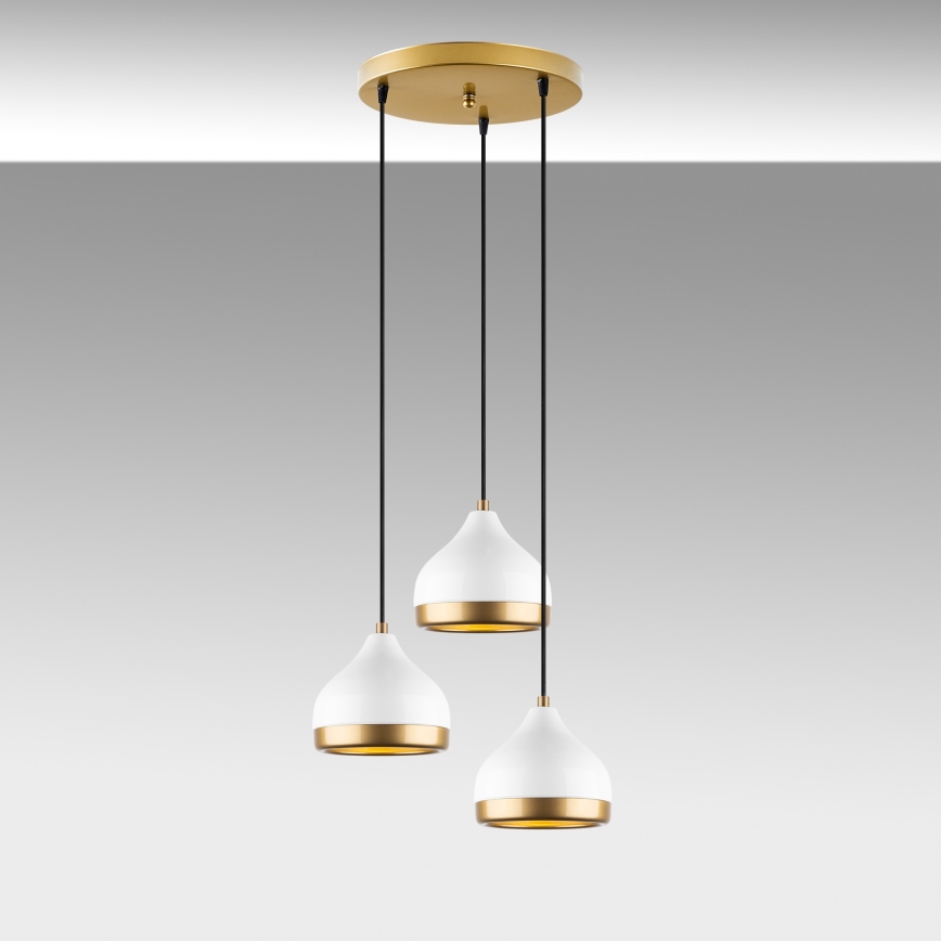 Luster na sajli YILDO 3xE27/40W/230V bela/zlatna