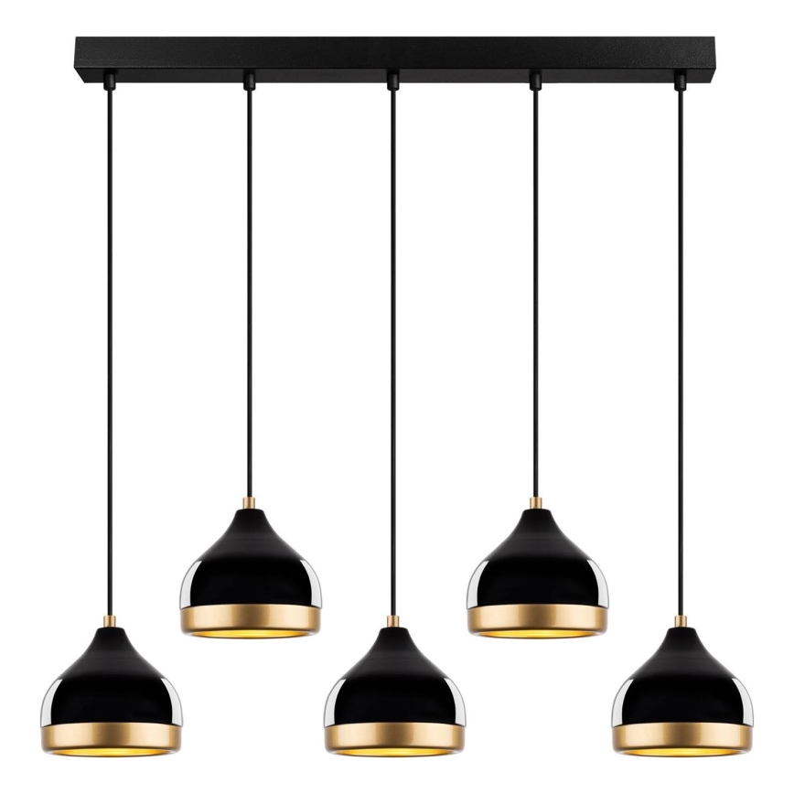 Luster na sajli YILDO 5xE27/40W/230V crna/zlatna