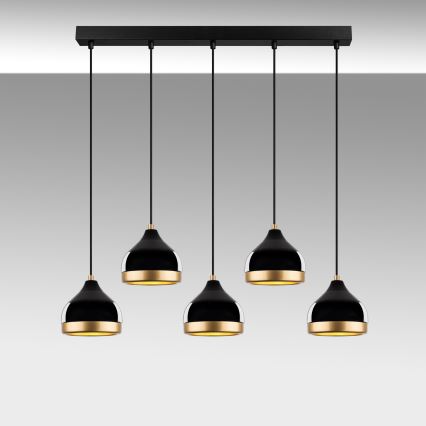 Luster na sajli YILDO 5xE27/40W/230V crna/zlatna