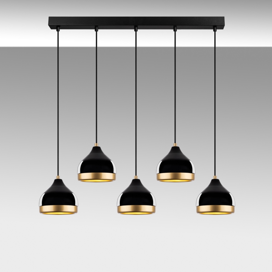 Luster na sajli YILDO 5xE27/40W/230V crna/zlatna