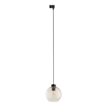 Luster na sajli za 1-fazni šinski sistem CUBUS 1xE27/15W/230V crno/dimno bež