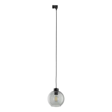 Luster na sajli za 1-fazni šinski sistem CUBUS 1xE27/15W/230V crno/dimno crno