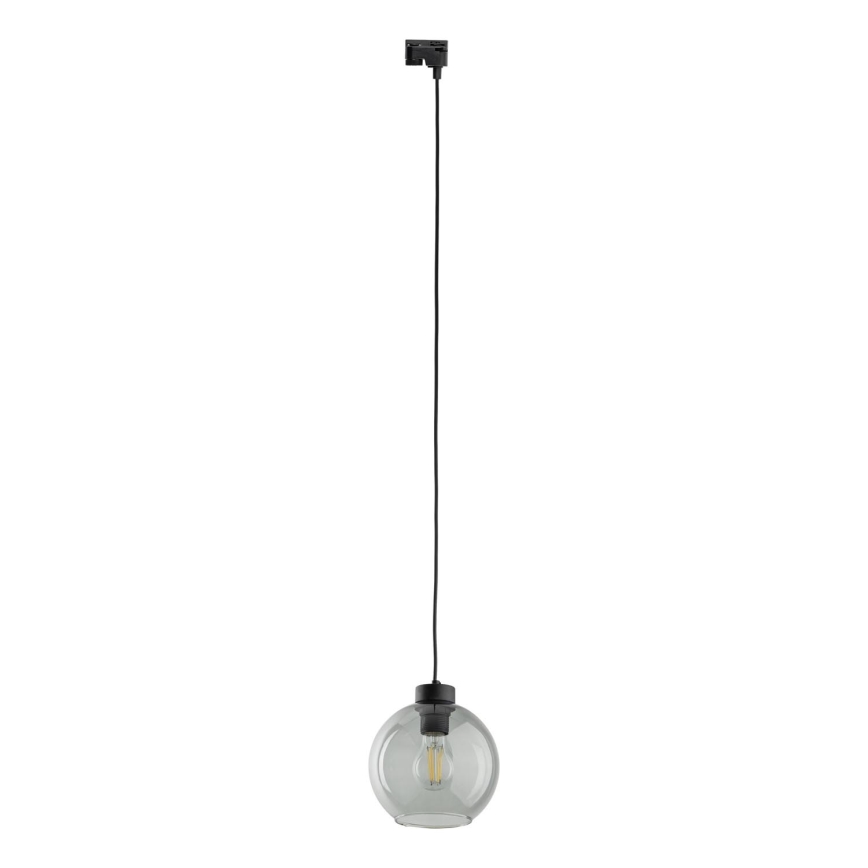 Luster na sajli za 1-fazni šinski sistem CUBUS 1xE27/15W/230V crno/dimno crno