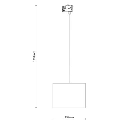 Luster na kablu za 3-fazni šinski sistem TRACER 1xE27/15W/230V Ø 38 cm crna/bela