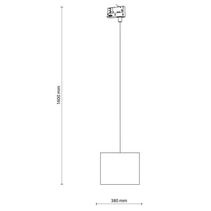 Luster na sajli za 3-fazni šinski sistem TRACER 1xE27/15W/230V, prečnik 20 cm, crna/bela