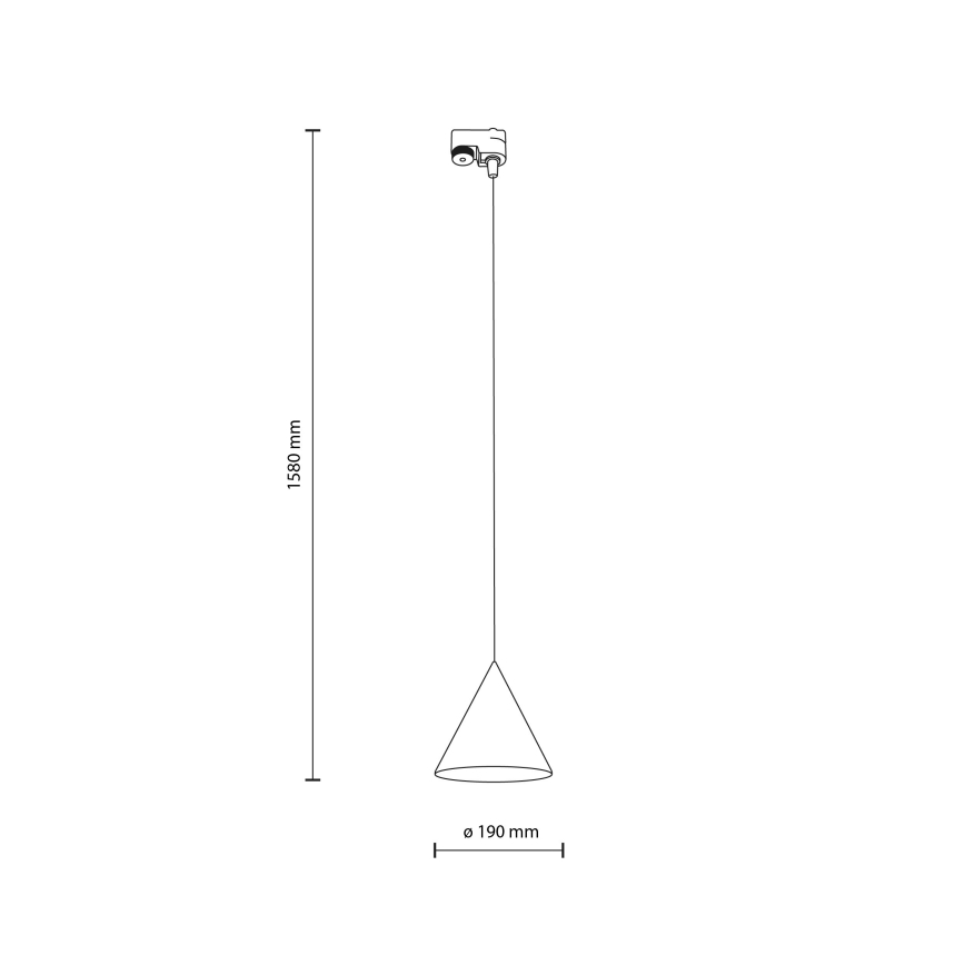 Luster na sajli za 1-fazni šinski sistem CONO 1xE27/15W/230V crno/menta