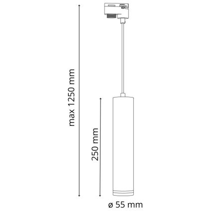 Luster na sajli za šinski sastav PARIS 3xGU10/10W/230V + 1 m sastav vodilica bela