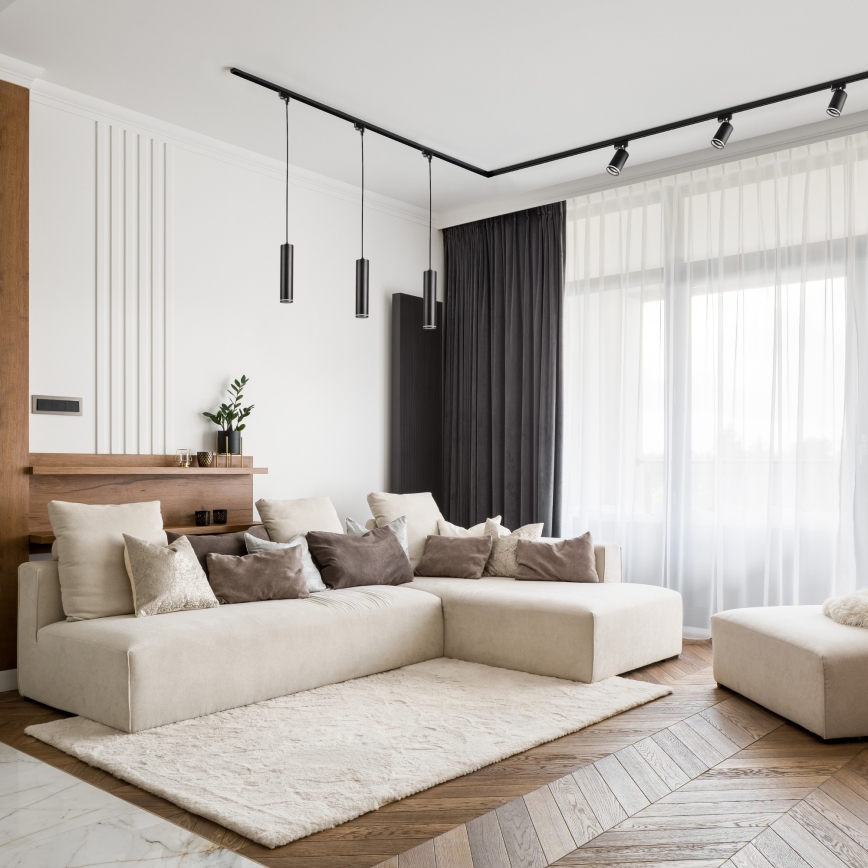Luster na sajli za šinski sastav PARIS 3xGU10/10W/230V + 1 m sastav vodilica crno