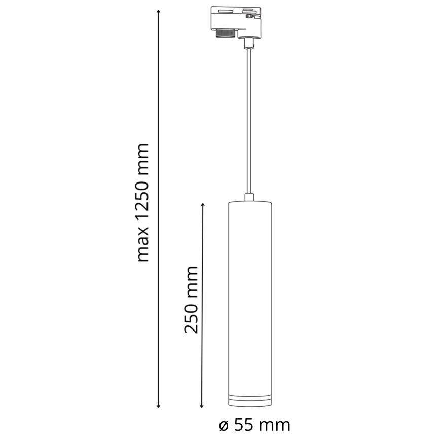 Luster na sajli za šinski sastav PARIS 3xGU10/10W/230V + 1 m sastav vodilica crno