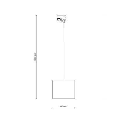 Luster na sajli za 1-fazni šinski sistem TRACER 1xE27/15W/230V pr. 30 cm crno/bela