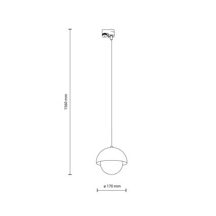 Visilica na sajli za jednofazni šinski sistem BONO 1xG9/8W/230V crna