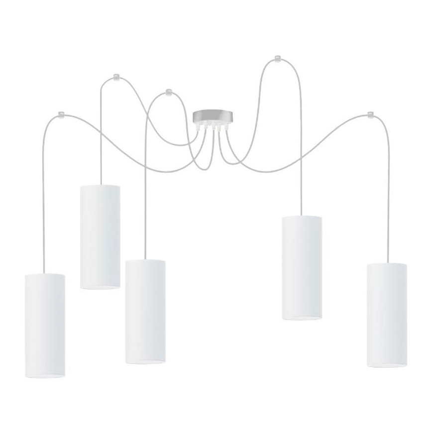 Luster na sajli ZIK 5xE27/40W/230V pauk bela