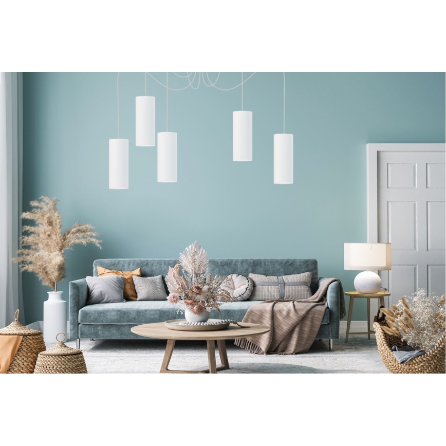 Luster na sajli ZIK 5xE27/40W/230V pauk bela
