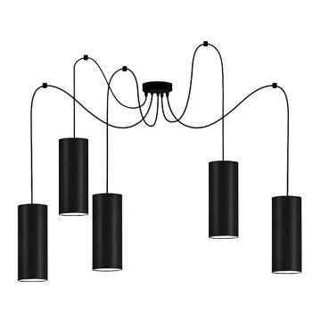 Luster na sajli ZIK 5xE27/40W/230V pauk crno